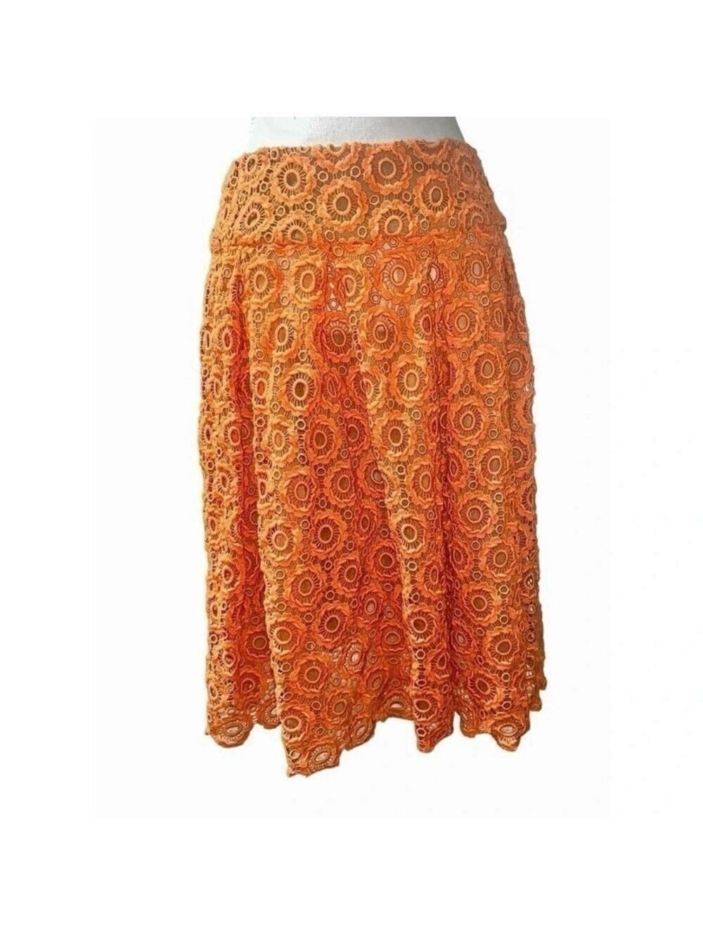 Anthropologie Moulinette Soeurs Tuberose Lace Eyelet Skirt 10 Orange